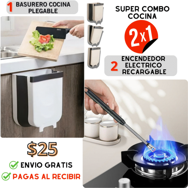 Basurero plegable + Encendedor Eléctrico Recargable
